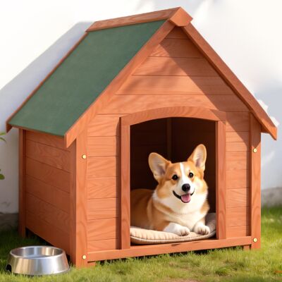 BAKAJI Cuccia Per Cani In Legno Da Esterno Casa Tetto Apribile Per Animali 71x62.5x85cm BAKAJI Cuccia Per Cani In Legno Da Esterno Casa Tetto Apribile Per Animali 71x62.5x85cm