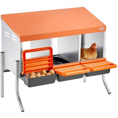 VEVOR Nido Con Cassette Di Incubazione Per Uova 3 Scomparti Con Gambe Di Supporto, Facile Raccolta, Acciaio Zincato E Plastica Ad Alta Resistenza, Nido Per Deposizione Di Uova Di Gallina VEVOR Nido Con Cassette Di Incubazione Per Uova 3 Scomparti Con Gambe Di Supporto, Facile Raccolta, Acciaio Zincato E Plastica Ad Alta Resistenza, Nido Per Deposizione Di Uova Di Gallina