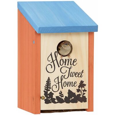 RELAXDAYS Casetta Nido Per Cince E Passeri, Foro 32 Mm, Legno, Sportello Di Pulizia, Da Appendere, Arancione/blu RELAXDAYS Casetta Nido Per Cince E Passeri, Foro 32 Mm, Legno, Sportello Di Pulizia, Da Appendere, Arancione/blu