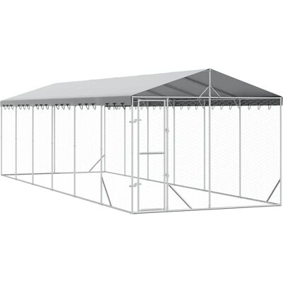 MAISON EXCLUSIVE - Cuccia Cani Da Esterno Tetto Argento 3x9x2,5 M Acciaio Zincato MAISON EXCLUSIVE - Cuccia Cani Da Esterno Tetto Argento 3x9x2,5 M Acciaio Zincato