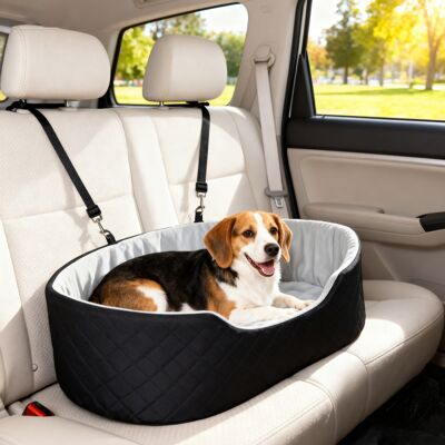 PZCC Seggiolino Auto Per Cani Con Cintura Di Sicurezza E Attacco, Seggiolino Imbottito Per Cani, 77 X 43 X 28 Cm, Nero PZCC Seggiolino Auto Per Cani Con Cintura Di Sicurezza E Attacco, Seggiolino Imbottito Per Cani, 77 X 43 X 28 Cm, Nero