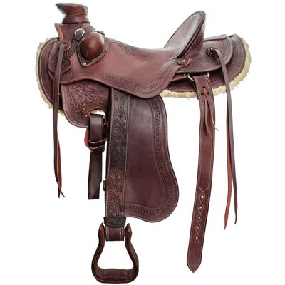 LAKOTA Sella Western Modello Ranch In Cuoio Con Lavorazione Basket: 17", Marrone LAKOTA Sella Western Modello Ranch In Cuoio Con Lavorazione Basket: 17", Marrone