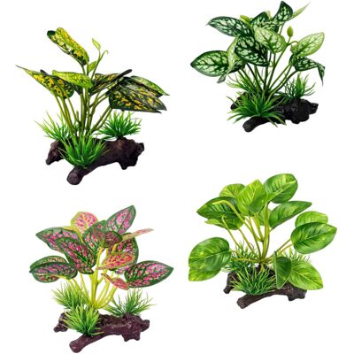 OEM Set Di 4 Piante Acquatiche Artificiali In Seta E Plastica. OEM Set Di 4 Piante Acquatiche Artificiali In Seta E Plastica.