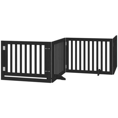 HELLOSHOP26 Cancelletto E Porta Di Sicurezza Per Animali Domestici 4 Pannelli Legno Di Pioppo Nero 020023348 HELLOSHOP26 Cancelletto E Porta Di Sicurezza Per Animali Domestici 4 Pannelli Legno Di Pioppo Nero 020023348