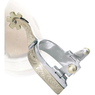 SARTORE Speroni In Acciaio Inox Con Riporti In Alpacca E Fascia Da 14" Rotella Intercambiabile SARTORE Speroni In Acciaio Inox Con Riporti In Alpacca E Fascia Da 14" Rotella Intercambiabile
