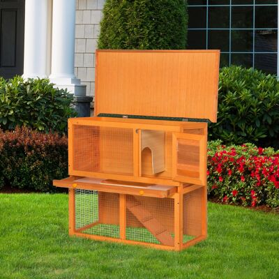 PZCC Conigliera Pawhut, Gabbia A 2 Livelli Con Vassoio Scorrevole, Rampa E Tetto Apribile, 90l X 45w X 80h Cm PZCC Conigliera Pawhut, Gabbia A 2 Livelli Con Vassoio Scorrevole, Rampa E Tetto Apribile, 90l X 45w X 80h Cm
