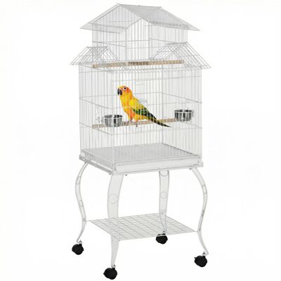 IROVAMI Gabbia Uccelli Con Ruote, Grande, Supporto E Ripiano, Per Calopsitte, Parrocchetto Sole, 50x49x137 Cm, Bianca IROVAMI Gabbia Uccelli Con Ruote, Grande, Supporto E Ripiano, Per Calopsitte, Parrocchetto Sole, 50x49x137 Cm, Bianca