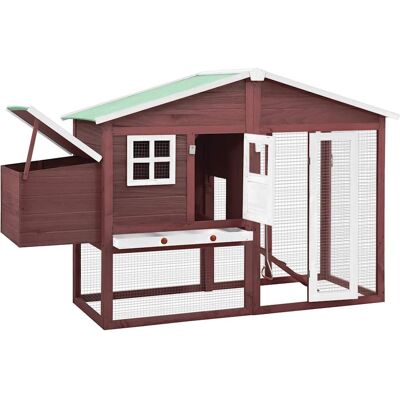 MAISON EXCLUSIVE - Pollaio Con Casetta Nidificazione Mocha E Bianco In Legno Abete MAISON EXCLUSIVE - Pollaio Con Casetta Nidificazione Mocha E Bianco In Legno Abete