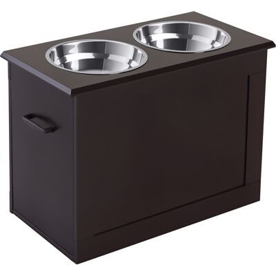 TORMATOR Ciotole Rialzate Per Cani, Ciotola Doppia Per Cane/gatto, Supporto Rialzato Per Ciotole, Dimensioni 60l X 30w X 41h Cm, 2 Ciotole Da 2l, Manici In Legno Color Cioccolato TORMATOR Ciotole Rialzate Per Cani, Ciotola Doppia Per Cane/gatto, Supporto Rialzato Per Ciotole, Dimensioni 60l X 30w X 41h Cm, 2 Ciotole Da 2l, Manici In Legno Color Cioccolato