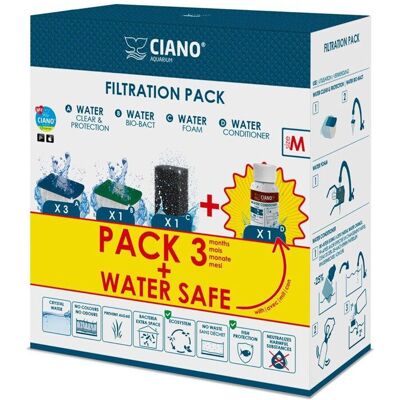 CIANO Kit Manutenzione Acquario Taglia M Cf80: 3 Cartucce Water Clear & Protection + Bio-bact + Foam + Condizionatore Da 15 Ml CIANO Kit Manutenzione Acquario Taglia M Cf80: 3 Cartucce Water Clear & Protection + Bio-bact + Foam + Condizionatore Da 15 Ml