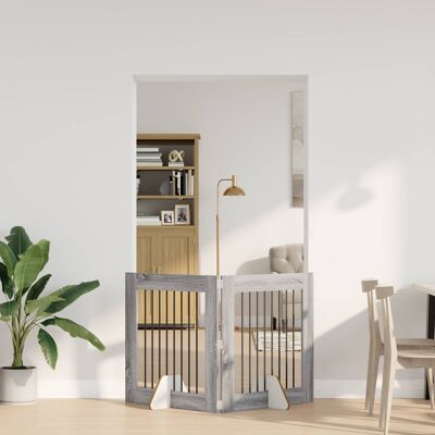 VIDAXL Cancello Per Cani Pieghevole Con Supporti 2 Pz Grigio VIDAXL Cancello Per Cani Pieghevole Con Supporti 2 Pz Grigio
