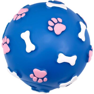 OEM Giocattolo In Gomma Pet Nova - Palla Con Motivo A Zampa E Osso, Blu, 9 Cm OEM Giocattolo In Gomma Pet Nova - Palla Con Motivo A Zampa E Osso, Blu, 9 Cm