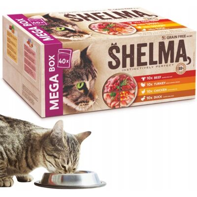 OEM Cibo Umido Per Gatti Shelma Mega Box 40x85g Filetti Misti Di 4 Gusti Senza Cereali OEM Cibo Umido Per Gatti Shelma Mega Box 40x85g Filetti Misti Di 4 Gusti Senza Cereali