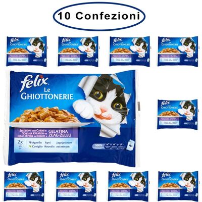 Purina Felix Le Ghiottonerie Umido Gatto Coniglio & Agnello 10 Confezioni Da 4 Buste Da 100 Grammi Purina Felix Le Ghiottonerie Umido Gatto Coniglio & Agnello 10 Confezioni Da 4 Buste Da 100 Grammi