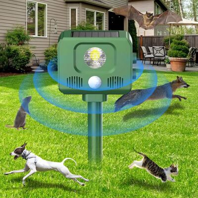 XISRENS Repellente Per Gatti A Energia Solare Per Giardini, Con Luce Led Lampeggiante E Rilevatore Di Movimento Pir, Impermeabile Ip44, Repellente A Ultrasuoni, Dispositivo Repellente Per Animali Domestici A XISRENS Repellente Per Gatti A Energia Solare Per Giardini, Con Luce Led Lampeggiante E Rilevatore Di Movimento Pir, Impermeabile Ip44, Repellente A Ultrasuoni, Dispositivo Repellente Per Animali Domestici A