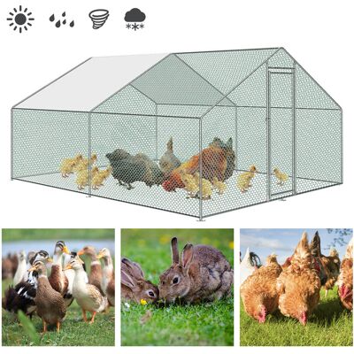 RANDACO Pollaio Recinto Esterno Voliera Gabbia Per Animali Con Serratura Struttura In Acciaio Zincato Pollaio Canile (3 X 8 X 2 M) RANDACO Pollaio Recinto Esterno Voliera Gabbia Per Animali Con Serratura Struttura In Acciaio Zincato Pollaio Canile (3 X 8 X 2 M)