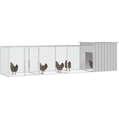 MAISON EXCLUSIVE - Gabbia Per Polli Grigia 400x91x100 Cm Acciaio Zincato MAISON EXCLUSIVE - Gabbia Per Polli Grigia 400x91x100 Cm Acciaio Zincato