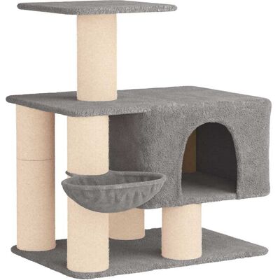 VIDAXL Albero Per Gatti Con Pali Per Graffiare In Sisal Grigio Chiaro VIDAXL Albero Per Gatti Con Pali Per Graffiare In Sisal Grigio Chiaro