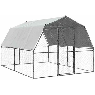 MAISON EXCLUSIVE - Gabbia Per Polli Con Tetto E Anta Argento In Acciaio Zincato MAISON EXCLUSIVE - Gabbia Per Polli Con Tetto E Anta Argento In Acciaio Zincato