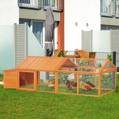 PZCC Pollaio Con Nido, Porta E Tetto Apribile Per 4-8 Galline, 240 X 112,5 X 76 Cm, Arancione PZCC Pollaio Con Nido, Porta E Tetto Apribile Per 4-8 Galline, 240 X 112,5 X 76 Cm, Arancione