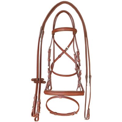 Supreme Full, Marrone Scuro: Briglia Inglese In Cuoio Superiore Con Frontalino Bombato E Redini In Gomma Supreme Full, Marrone Scuro: Briglia Inglese In Cuoio Superiore Con Frontalino Bombato E Redini In Gomma