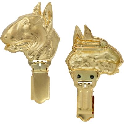 OEM Spilla Bull Terrier Con Clip, Porta Numero Di Partenza Placcato Oro, Regalo Per Una Mostra Canina Di Art-dog OEM Spilla Bull Terrier Con Clip, Porta Numero Di Partenza Placcato Oro, Regalo Per Una Mostra Canina Di Art-dog