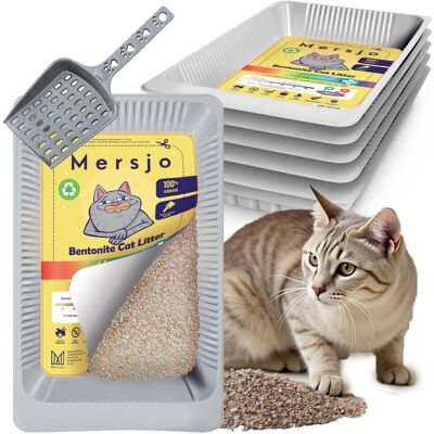 OEM 5x Lettiera Monouso, Lettiera Per Gatti In Bentonite Ph Control Con Vassoio 5x2,7l + 5x Paletta OEM 5x Lettiera Monouso, Lettiera Per Gatti In Bentonite Ph Control Con Vassoio 5x2,7l + 5x Paletta