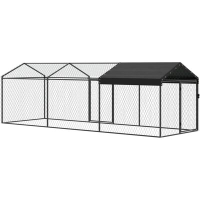 PawHut Pollaio Per Galline Da Esterno, 3x1x1m 3m² In Acciaio Zincato Per Conigli PawHut Pollaio Per Galline Da Esterno, 3x1x1m 3m² In Acciaio Zincato Per Conigli