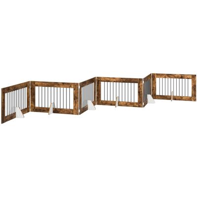 VIDAXL Cancello Per Cani Pieghevole Con Supporti 6 Pcs Rovere Fumo VIDAXL Cancello Per Cani Pieghevole Con Supporti 6 Pcs Rovere Fumo