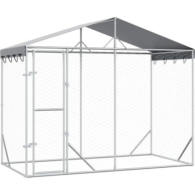 MAISON EXCLUSIVE - Cuccia Cani Da Esterno Tetto Argento 3x1,5x2,5m Acciaio Zincato MAISON EXCLUSIVE - Cuccia Cani Da Esterno Tetto Argento 3x1,5x2,5m Acciaio Zincato