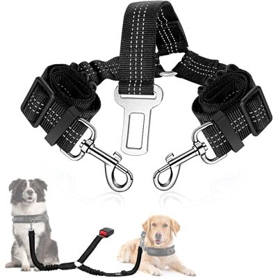 TIGREZY Cintura Di Sicurezza Doppia Per Cani – Doppio Guinzaglio Per 2 Cani, Pettorina Elastica In Nylon Con Strisce Riflettenti. TIGREZY Cintura Di Sicurezza Doppia Per Cani – Doppio Guinzaglio Per 2 Cani, Pettorina Elastica In Nylon Con Strisce Riflettenti.