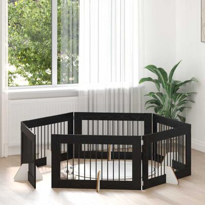 VIDAXL Cancello Per Cani Con Supporti 6 Pcs Rovere Nero 100 X 60 VIDAXL Cancello Per Cani Con Supporti 6 Pcs Rovere Nero 100 X 60