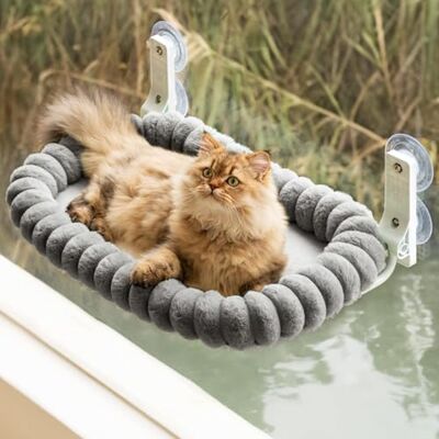 ODIPIE Amaca Morbida Per Gatti Da Finestra, Cuccia Pieghevole Per Gatti Con Fodera Rimovibile E Reversibile - Cuccia Per Gatti Con Struttura In Acciaio Spesso, Robusta Fino A 18 Kg, Grigio M ODIPIE Amaca Morbida Per Gatti Da Finestra, Cuccia Pieghevole Per Gatti Con Fodera Rimovibile E Reversibile - Cuccia Per Gatti Con Struttura In Acciaio Spesso, Robusta Fino A 18 Kg, Grigio M