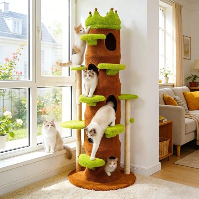 BINGOPAW Xxl Tiragraffi Gatti Alto 187 Cm Grande Albero Tiragraffi Legno Marrone E Verde BINGOPAW Xxl Tiragraffi Gatti Alto 187 Cm Grande Albero Tiragraffi Legno Marrone E Verde