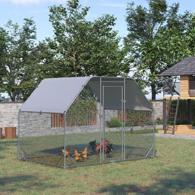 PZCC Recinto Per Galline Con Telo Di Copertura, Pollaio Per Galline Con Serratura In Acciaio, 280x190x195 Cm PZCC Recinto Per Galline Con Telo Di Copertura, Pollaio Per Galline Con Serratura In Acciaio, 280x190x195 Cm
