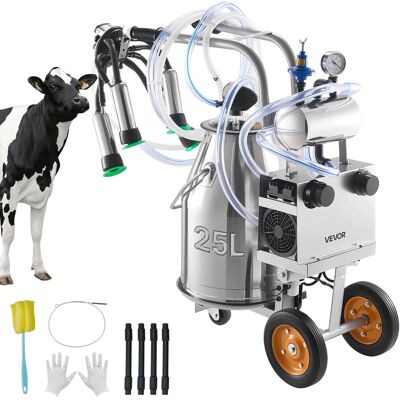 VEVOR Kit Mungitrice Per Mucche Con Secchio In Acciaio Inox Uso Alimentare Capienza 25 Litri Potenza Nominale 900w Con Tettarelle Tubo Flessibile In Silicone, Mungitrice Per Mucche Elettrica A Rotelle VEVOR Kit Mungitrice Per Mucche Con Secchio In Acciaio Inox Uso Alimentare Capienza 25 Litri Potenza Nominale 900w Con Tettarelle Tubo Flessibile In Silicone, Mungitrice Per Mucche Elettrica A Rotelle