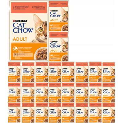 OEM Purina Cat Chow Adult Con Gelatina Di Manzo 26x85g OEM Purina Cat Chow Adult Con Gelatina Di Manzo 26x85g