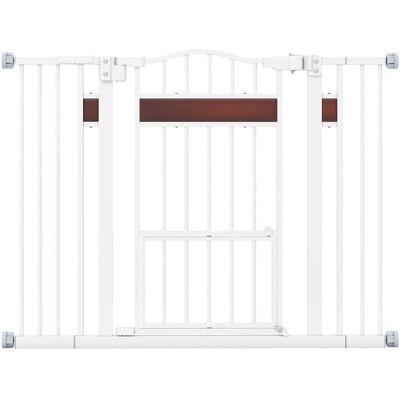 HELLOSHOP26 Cancelletto Per Cani Di Grandi Dimensioni 74-104 Cm Con Piccola Porta Di Sicurezza E Doppio Sistema Di Chiusura Design Bianco 200010634 HELLOSHOP26 Cancelletto Per Cani Di Grandi Dimensioni 74-104 Cm Con Piccola Porta Di Sicurezza E Doppio Sistema Di Chiusura Design Bianco 200010634