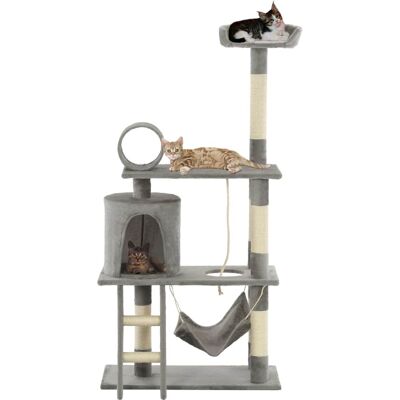 VIDAXL Albero Per Gatti Con Tiragraffi In Sisal 140 Cm Grigio - VIDAXL Albero Per Gatti Con Tiragraffi In Sisal 140 Cm Grigio -
