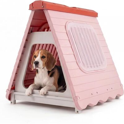 COSTWAY Cuccia Pieghevole Per Cani,con Porta A Battente Bloccabile E Finestre Ventilate,rosa COSTWAY Cuccia Pieghevole Per Cani,con Porta A Battente Bloccabile E Finestre Ventilate,rosa