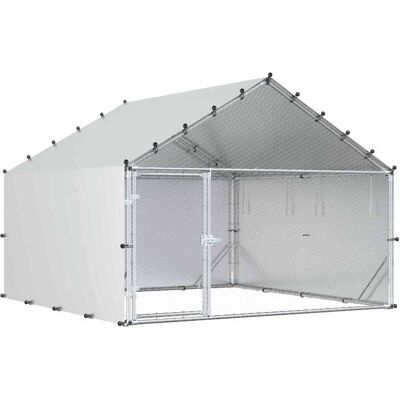 VIDAXL Pollaio Con Tetto Argento 200 X 200 X 150 Cm Acciaio Zincato VIDAXL Pollaio Con Tetto Argento 200 X 200 X 150 Cm Acciaio Zincato