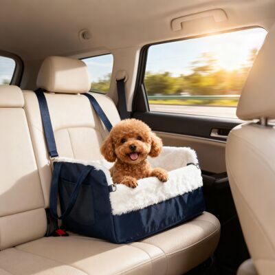 PZCC Seggiolino Auto Per Cani Con Cintura Di Sicurezza E Attacco, 55 X 46 X 32 Cm, Blu Navy PZCC Seggiolino Auto Per Cani Con Cintura Di Sicurezza E Attacco, 55 X 46 X 32 Cm, Blu Navy