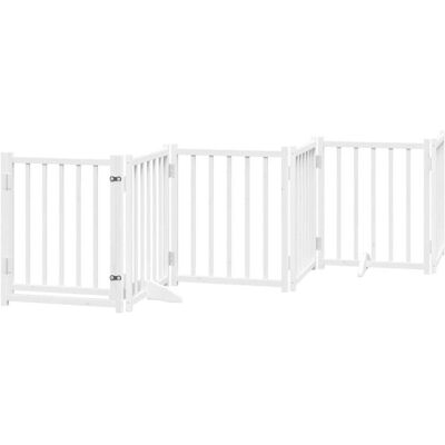 HELLOSHOP26 Cancelletto Di Sicurezza Per Cani Con Porta 6 Pannelli Legno Massello Di Abete Bianco 020023326 HELLOSHOP26 Cancelletto Di Sicurezza Per Cani Con Porta 6 Pannelli Legno Massello Di Abete Bianco 020023326
