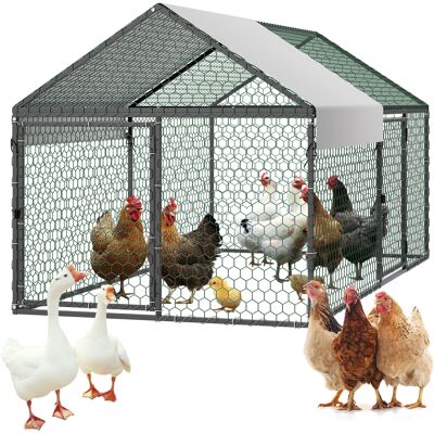 VEVOR Pollaio In Metallo 1 X 2 X 1 M Piccola Gabbia Per Polli Con Copertura Impermeabile E Doppie Porte, Recinto Per Pollame Con Tetto A Guglia Compatibile Con Pollai In Legno, Per Conigli, Galline VEVOR Pollaio In Metallo 1 X 2 X 1 M Piccola Gabbia Per Polli Con Copertura Impermeabile E Doppie Porte, Recinto Per Pollame Con Tetto A Guglia Compatibile Con Pollai In Legno, Per Conigli, Galline
