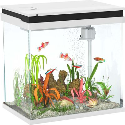 GIORDANOSHOP Acquario Per Pesci Rossi 26l Con Luci Led 38x26x38 Cm Sistema Di Filtraggio E Pompa D'Acqua Bianco GIORDANOSHOP Acquario Per Pesci Rossi 26l Con Luci Led 38x26x38 Cm Sistema Di Filtraggio E Pompa D'Acqua Bianco