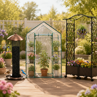NORTHIX Set Da Giardino A Misura Di Uccello (3 Pezzi) – Mangiatoia A Prova Di Scoiattolo, Serra In Pvc E Fioriera A Traliccio NORTHIX Set Da Giardino A Misura Di Uccello (3 Pezzi) – Mangiatoia A Prova Di Scoiattolo, Serra In Pvc E Fioriera A Traliccio