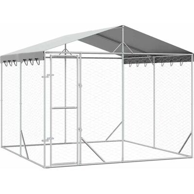 MAISON EXCLUSIVE - Cuccia Cani Da Esterno Tetto Argento 3x3x2,5 M Acciaio Zincato MAISON EXCLUSIVE - Cuccia Cani Da Esterno Tetto Argento 3x3x2,5 M Acciaio Zincato