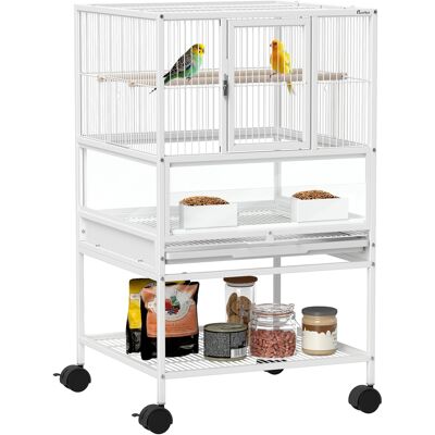 IROVAMI Gabbia Uccelli Con Supporto Scorrevole, Pannelli Acrilici, Ripiano, Per Pappagallini, Parrocchetti, 48x46x83 Cm IROVAMI Gabbia Uccelli Con Supporto Scorrevole, Pannelli Acrilici, Ripiano, Per Pappagallini, Parrocchetti, 48x46x83 Cm
