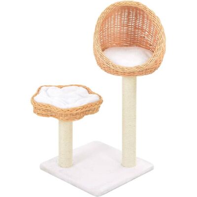 Albero per gatti in salice naturale con nicchia e sisal - 85cm Albero per gatti in salice naturale con nicchia e sisal - 85cm