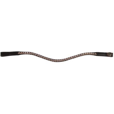 TATTINI Cob, Nero: Frontalino In Cuoio Con Strass Oro Rosa TATTINI Cob, Nero: Frontalino In Cuoio Con Strass Oro Rosa